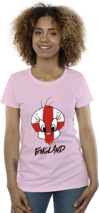 Actual product image Looney Tunes Womens/Ladies Tweety England Face Cotton T-Shirt (L)