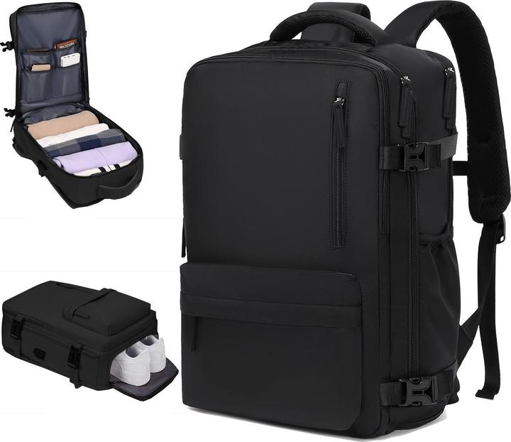 Produktbild Only-Bags.Store Grosse Kapazität Reise-Rucksack mit Schuhfach, Dacron wasserdicht Laptop Daypack mit Ladeanschluss