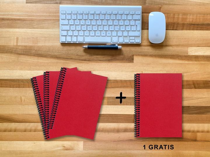 Produktbild A 5 Notizbuch - Set, 3+1 gratis, Luxury 80 Seiten ROT JUPITER GLITTER-OPTIK, punktiert 10x10mm (A5)