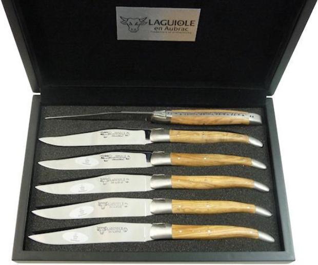 Actual product image Laguiole en Aubrac Steak knife olive wood (6 Piece, Knife)
