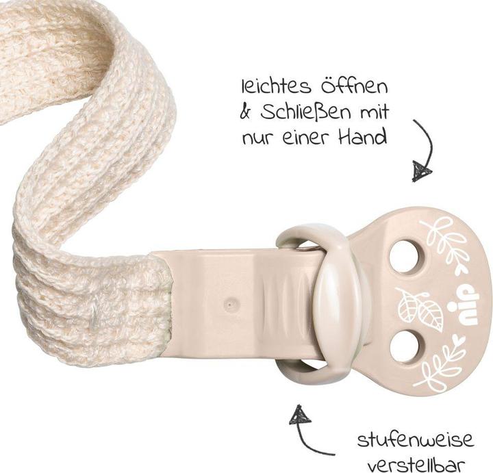 Actual product image NIP Schnullerketten Schnullerband stay green - aus Bio-Baumwolle - Beige (1 x)