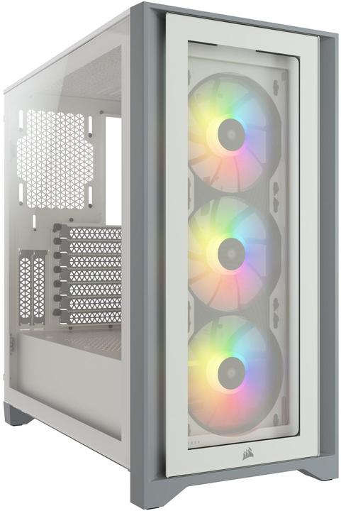 Produktbild Corsair iCUE 4000X RGB Mid-Tower White-Gehäuse aus gehärtetem Glas (mATX, Mini-ITX, ATX, E-ATX)