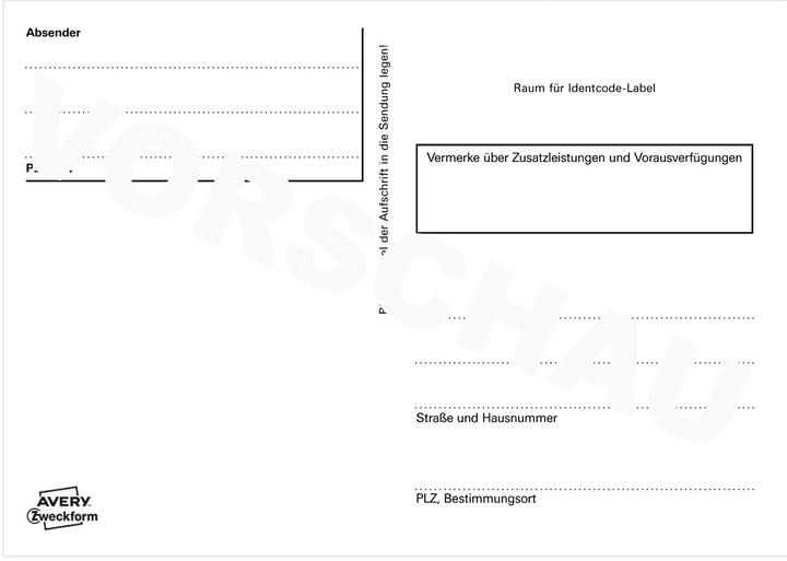 Nährwerte und Zutaten Avery Adressaufkleber/Paketaufkleber