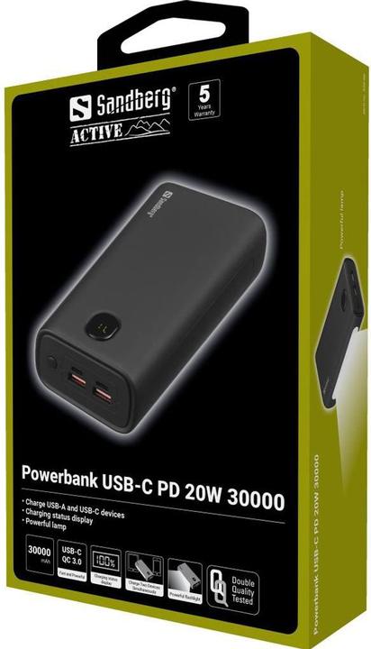 Image du produit Sandberg Banque d'alimentation (30000 mAh, 20 W, 111 Wh)