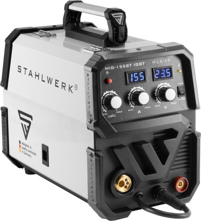 Produktbild Stahlwerk Schutzgas Schweissgerät MIG 155 ST IGBT mit 155 Ampere mit MMA E-Hand