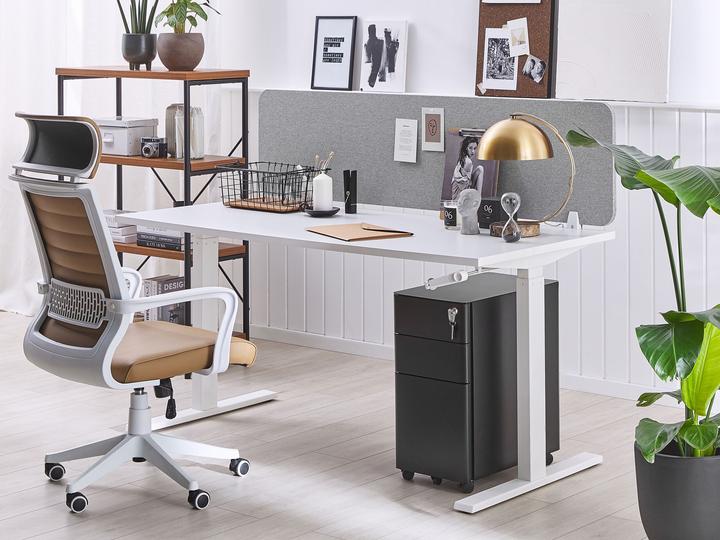 Actual product image Beliani Desk divider light grey 160 x 40 cm WALLY