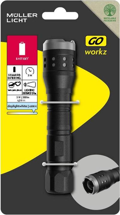 Actual product image Müller Licht Müller-Licht LED Taschenlampe batteriebetrieben 300 lm 153 g (3.90 cm, 300 lm)