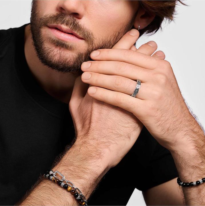 Immagine prodotto Thomas Sabo Anello Design sfaccettato con pietre nere Argento (62, 925 Argento)