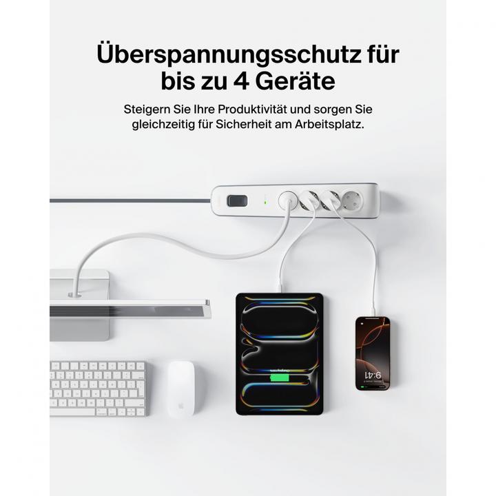 Actual product image Belkin Steckdosenleiste 4-fach 2 Meter Netzkabel BSV400vf2M-V2 (4 x, 2 m)