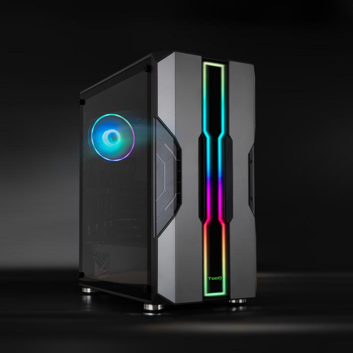 Produktbild Tooq Technology Boitier Moyen Tour E-ATX TooQ NightCity TQGCC103 RGB avec panneau vitré (Argent/Noir) (ATX, mATX, Mini-ITX)