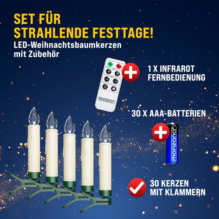 Produktbild Monzana Weihnachtsbaumkerzen (30 x)