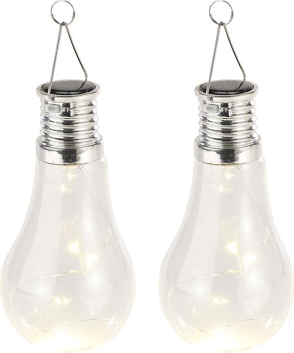 Lunartec 2er-Set Solar-LED-Lampe in Glühbirnen-Form (6.5 x 17.5 cm, 2 x)