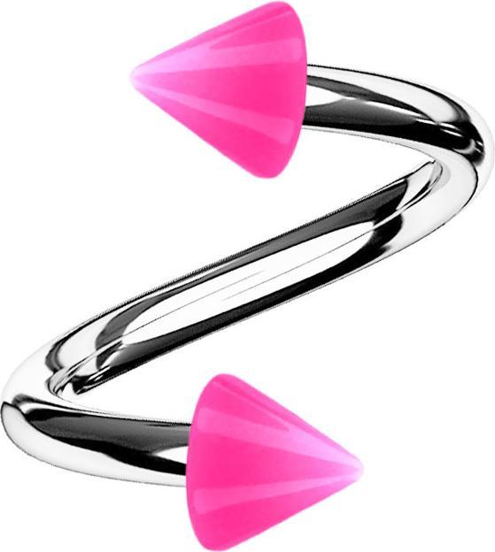 Produktbild Star Piercing Micro Spirale silber mit zwei Cones pink (Acryl, ohne Messing, Chirurgenstahl 316L)