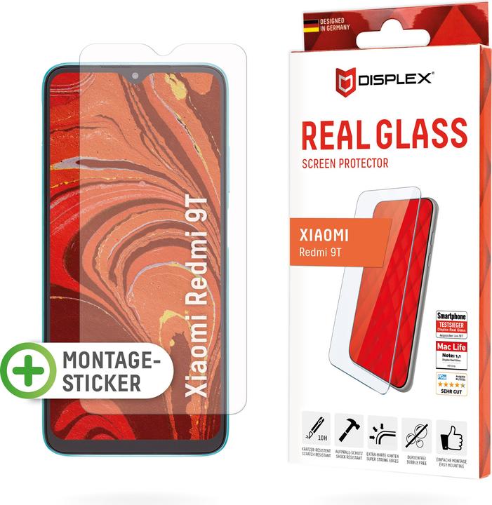 Productafbeelding Displex Pantserglas (10H) voor Xiaomi Redmi 9T, montagesticker, krasbestendig (1 Stuk, Xiaomi Redmi 9T)