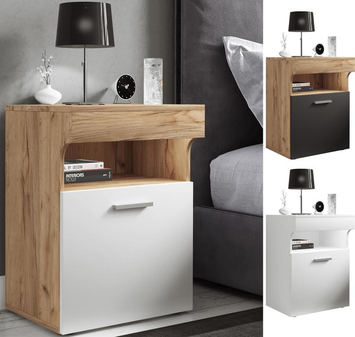 Produktbild VCM Nachtschrank Beistelltisch Drehtür Konsole Boxspring Nachttisch Slepal M (45 x 39 x 61 cm)