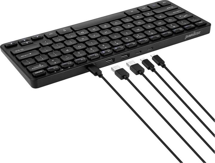 Image du produit Perixx PERIBOARD-416 DE, filaire, mini clavier USB avec 4 hubs, noir (DE, Filaire)
