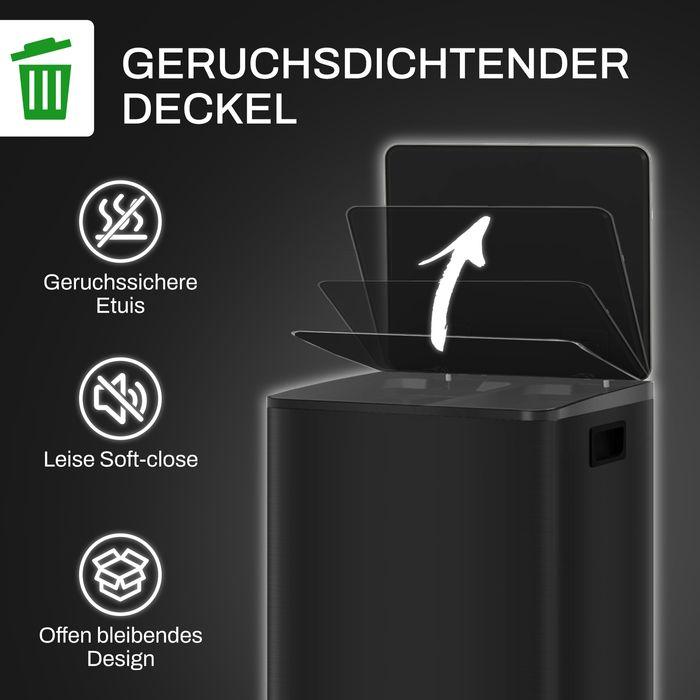 Immagine prodotto Swisshandel24 Mülleimer 2 x 25L Treteimer mit Deckel, Fusspedal, Inneneimer, Edelstahl (50 l)