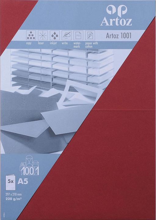 Actual product image Artoz 1001 cards wine red (A5, 220 g/m², 5 x)