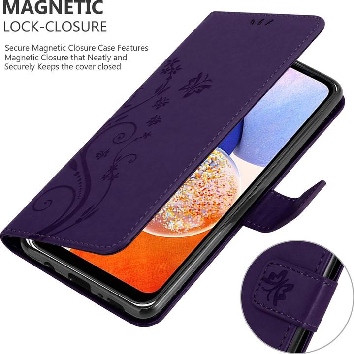 Produktbild Cadorabo Hülle für Samsung Galaxy A14 4G / 5G / M14 mit Blumen Muster (Samsung Galaxy M14, Samsung Galaxy A14)