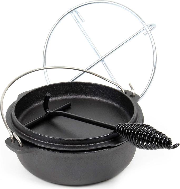Actual product image Wiltec Dutch Oven 3l with Feet and Lid Lifter, Cast Iron Pot for Campfire Bonfire Camping BBQ Cookware