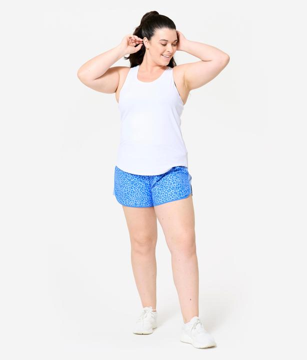 Image du produit Domyos short de fitness court et léger, imprimé bleu léopard bande bleu ciel (S)