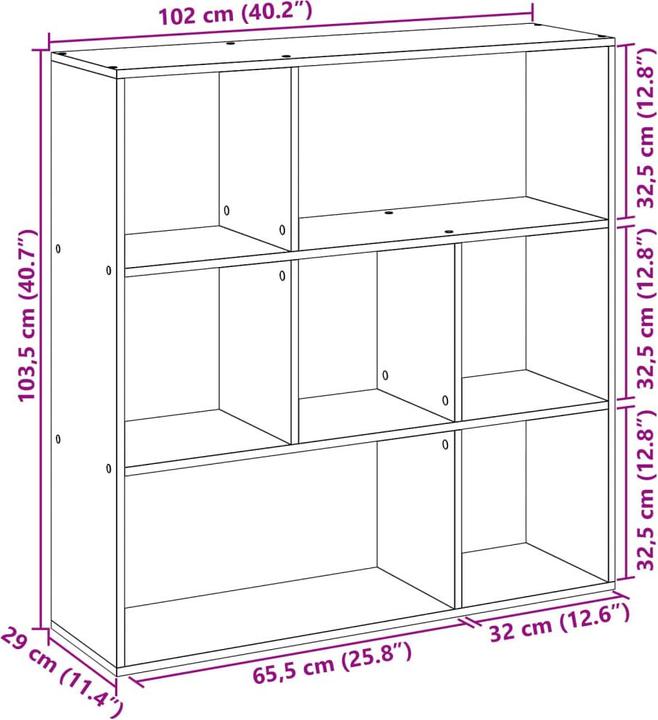 Actual product image VidaXL Bookcase Room divider Wall shelf Standing shelf Room divider Shelf Concrete grey (29 x 29 x 143 cm)