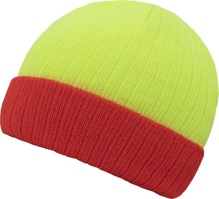 Korntex Strickmütze Metz Hauptfarbe Gelb Umschlag in Orange ® KXST