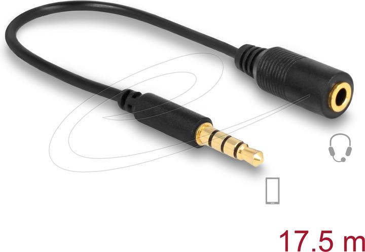 Produktbild Delock Kabel Klinke 3,5 mm 4 Pin Stecker > Klinke 3,5 mm 4 Pin Buchse (0.18 m)