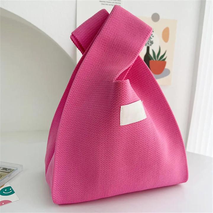 Actual product image Only-Bags.Store Handmade Knitted Handbag Mini Knot Wrist Bag Casual Tote Bag Student