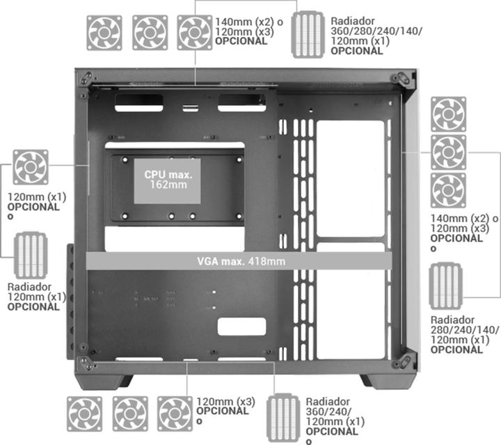 Image du produit Mars Gaming Boitier Grand Tour E-ATX MCV4 RGB avec panneaux vitrés (Noir) (ATX, mATX, Mini-ITX)