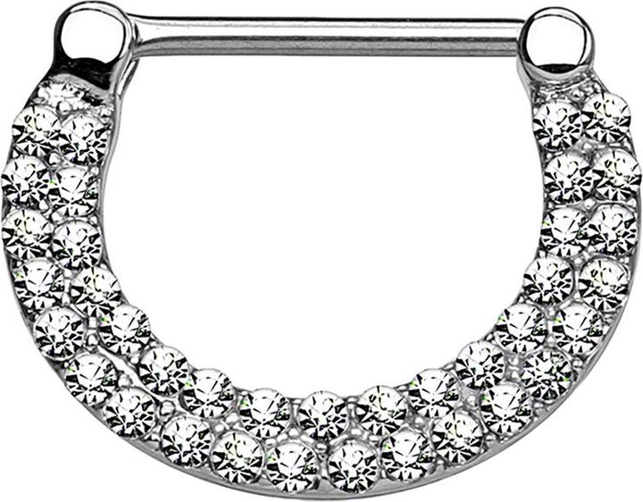Actual product image Star Piercing Barbell Clicker silber doppellinig mit Kristallen silber (Brass, Surgical steel 316L)