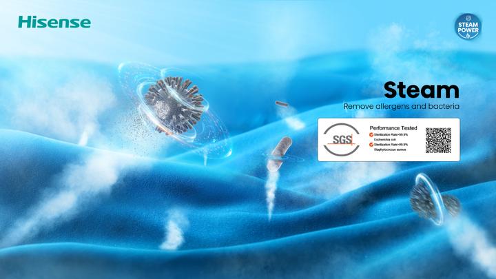 Actual product image Hisense Washing Machine WFQA1214EVJM Front Loader 12kg EEK A 1400upm Steam Inverter (12 kg, Left)