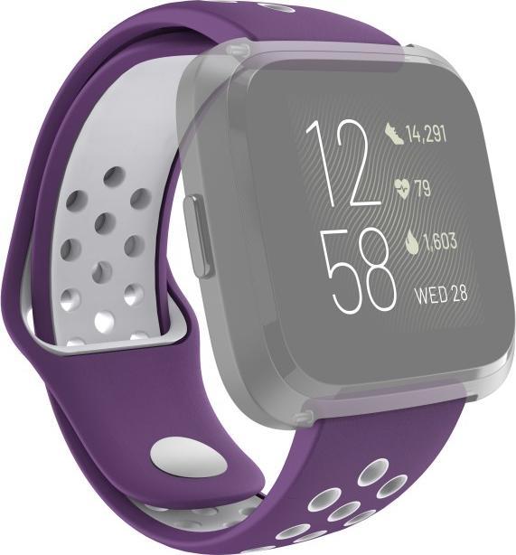 Produktbild Hama Silikon-Sportarmband für Fitbit Versa2/Versa/Versa Lite, lila/grau, univ. (Silikon, Rostfreier Stahl)