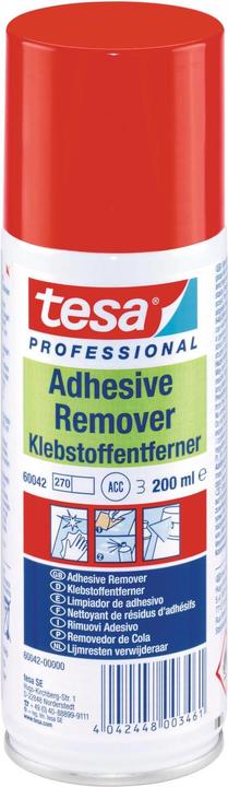 tesa ADHESIVE REMOVER Spray décapant pour colle, élimine les résidus de colle, boîte de 200 ml