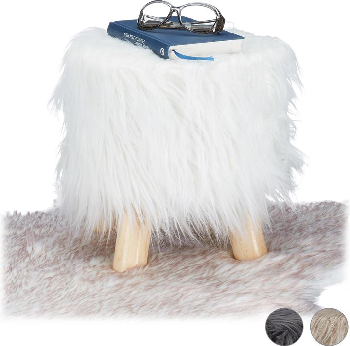 Image du produit Relaxdays Tabouret fausse fourrure poils