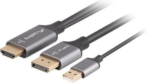Image du produit Lanberg Câble HDMI vers DisplayPort 1m 4K noir (Trou de câble, 100 cm)