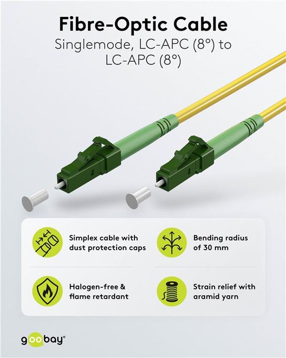 Image du produit Goobay Câble à fibre optique FTTH, monomode OS2 jaune, jaune simplex, 25 m (S/UTP, CAT6, 25 m)