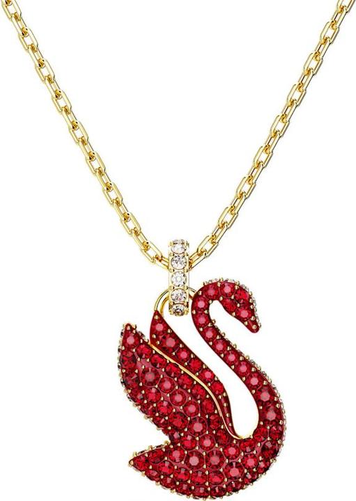 Swarovski Iconic Swan Halskette Schwan Mittel Rot Gold (Swarovski Metall, 42 - 47 cm)