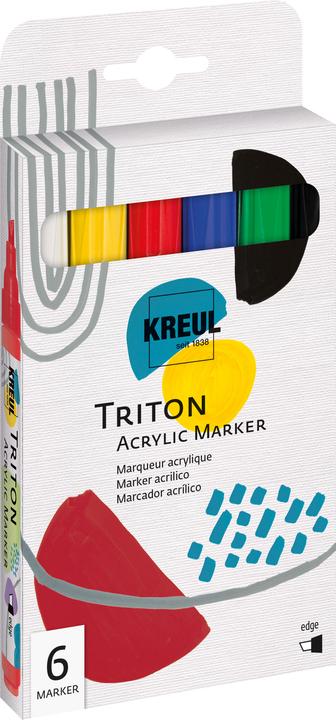 Produktbild Solo Goya Triton Acrylic Paint Marker 6er Set (Echtgelb hell, Schwarz, Weiss, Kirschrot, Ultramarinblau, Permanentgrün, 4 mm, 6 x)