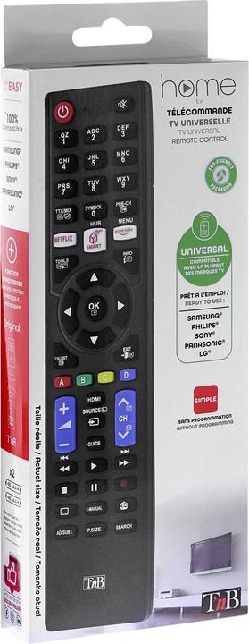 Image du produit T'nB Télécommande universelle Panasonic, Philips, LG, Samsung & Sony (Télécommande universelle, Infrarouge)