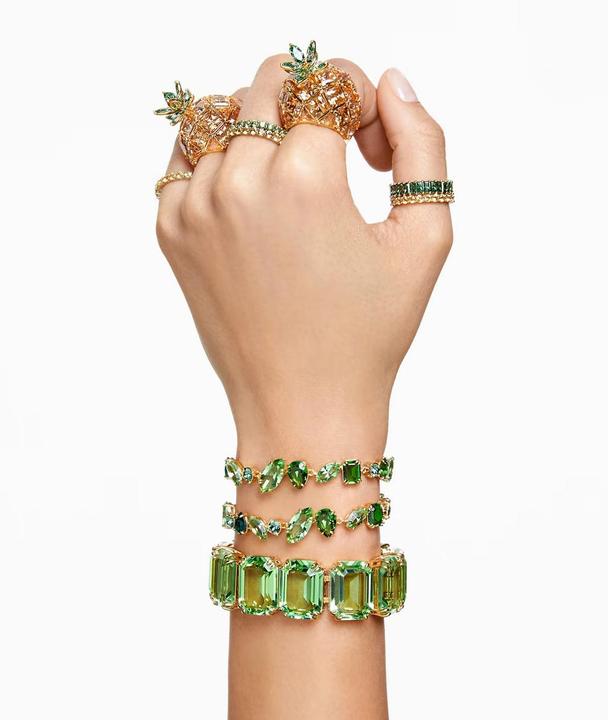 Produktbild Swarovski Matrix Ring Baguette Schliff Grün Gold (64)