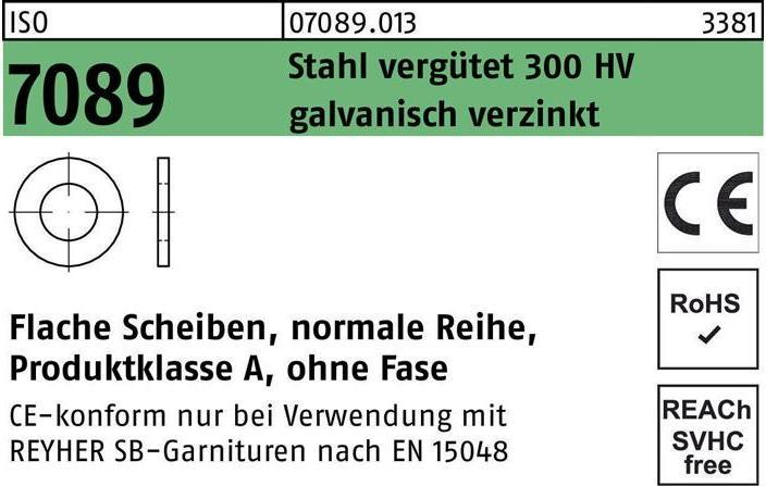 Image du produit Bufab Rondelle ISO 7089 sans chanfrein 10 Acier 300 HV électrozingué