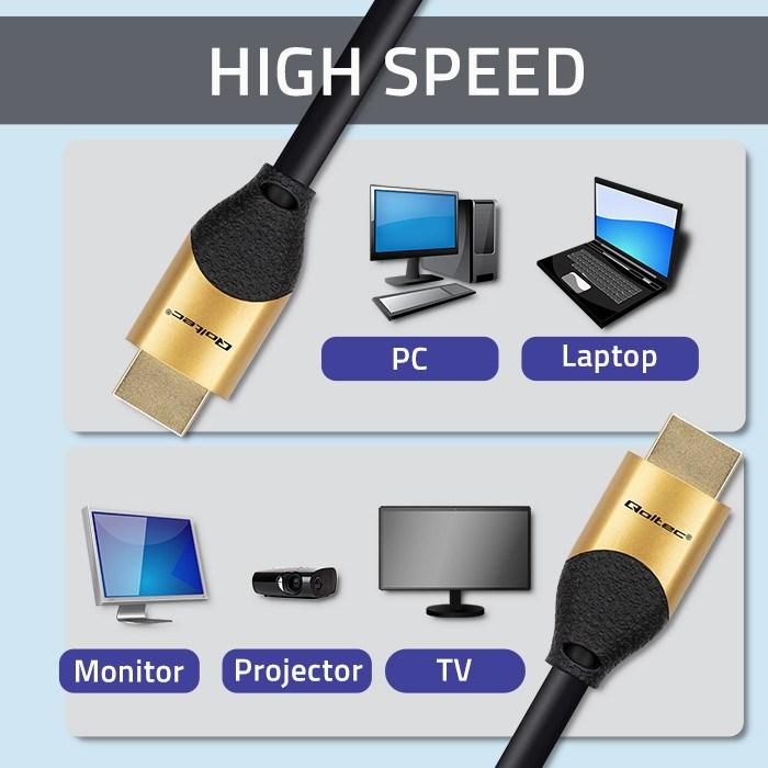 Productafbeelding Qoltec kabel HDMI v2.1 Ultra hoge snelheid 8K | 60Hz | 26AWG | GOUD | 5m (5 m, HDMI)