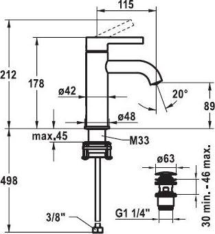 Actual product image KWC Basin faucet Bevo