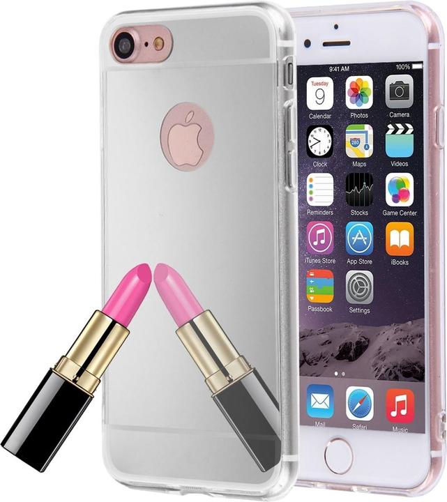 Produktbild König Design Apple iPhone 8 Handy Hülle Spiegel Mirror Soft Case Schutz Cover Bumper Silber (Apple iPhone 8)