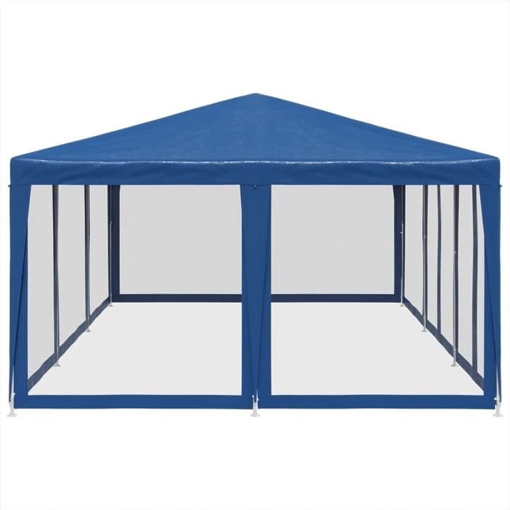Immagine prodotto VidaXL Partyzelt Pavillon Festzelt mit 10 Mesh-Seitenteilen Blau 6x4m HDPE (600 cm, 400 cm)