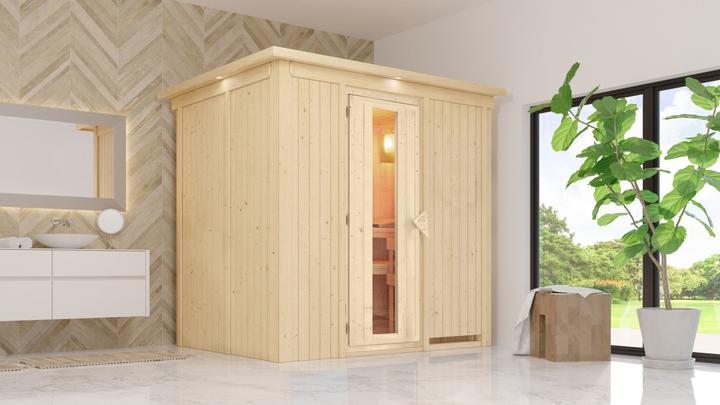 Produktbild Karibu Sauna Benin Fronteinstieg, Kranz (Plug & Play 3,6 KW interne Steuerung)
