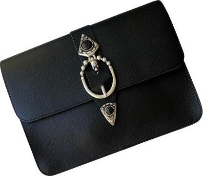 Only-Bags.Store Bohemian Bag, Leder Crossbody Bag, Schwarze Lederhandtasche, aus Vollnarbenleder