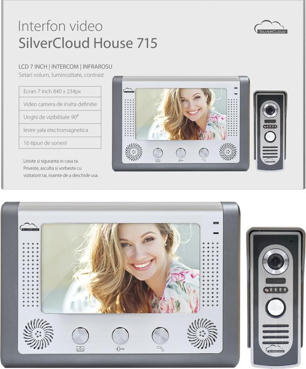 Actual product image PNI SilverCloud House 715 video intercom system, 7-inch LCD screen, outdoor camera, night vision