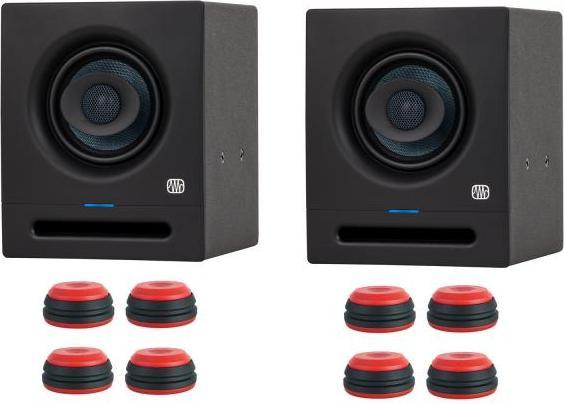 PreSonus Studio-Monitor Eris Pro 4 1 Paar mit Boxenfüsse Rot (Aktiv, Paar, 1x 80 W)